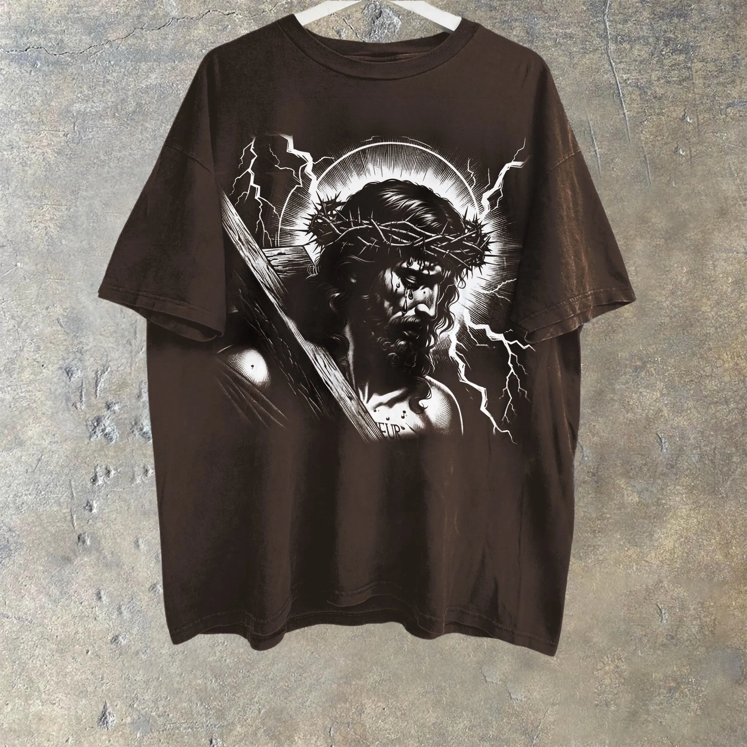 Christianartworkshop Jesus Holding Cross Vintage 90s Graphic T-shirt sold by Christian Art Workshop product image thumbnail 4