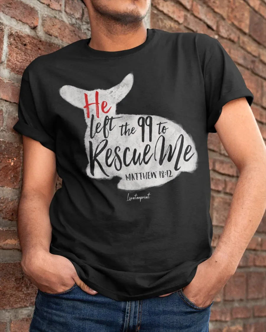 Christianartworkshop He Left The 99 To Rescue Me Classic T-shirt sold by Christian Art Workshop product image thumbnail 2