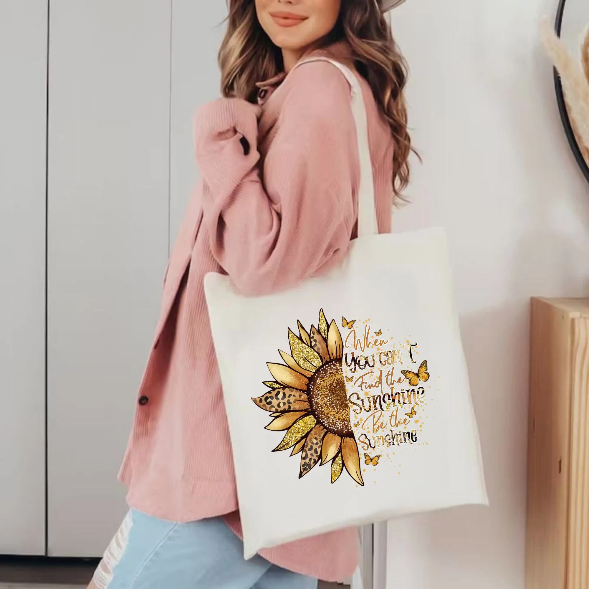 Christianartworkshop Be the Sunshine - Uplifting Inspirational Canvas Tote Bag sold by Christian Art Workshop product image thumbnail 3