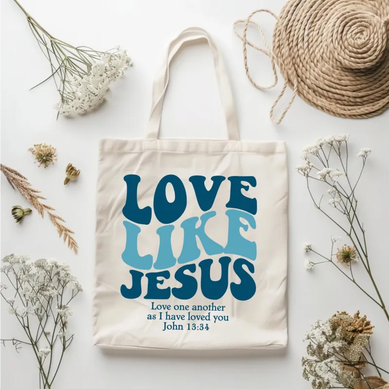 Christianartworkshop Love Like Jesus - Inspirational Faith-Based Canvas Tote Bag sold by Christian Art Workshop
