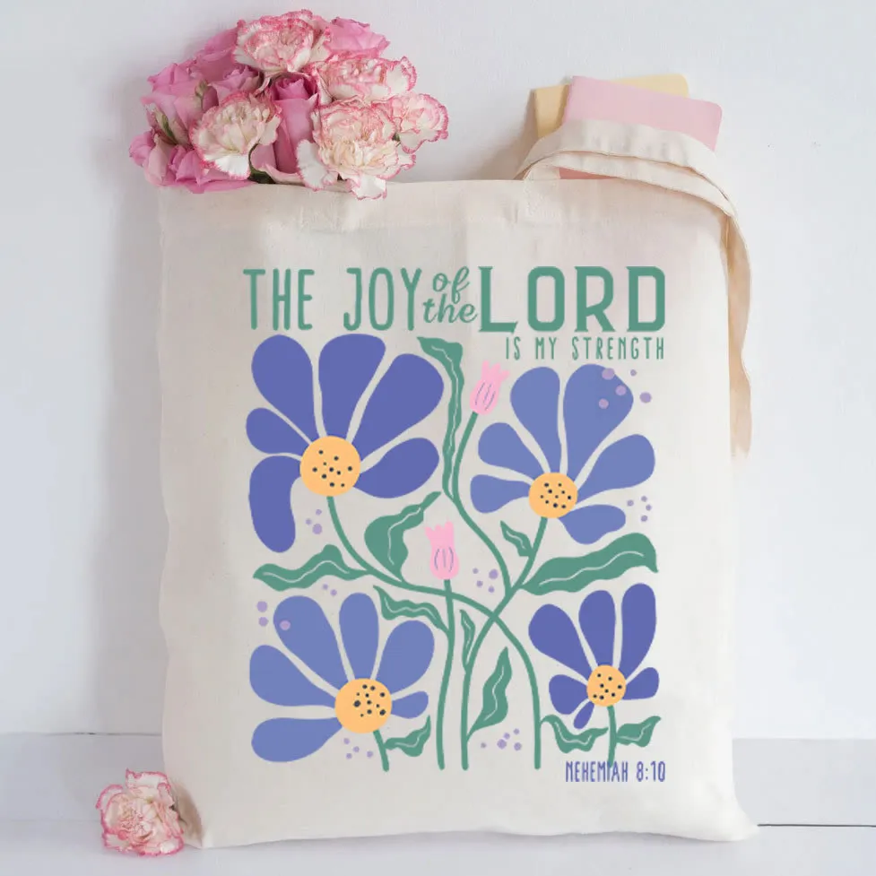 Christianartworkshop The Joy Of The Lord Christian Canvas Tote Bag sold by Christian Art Workshop product image thumbnail 4