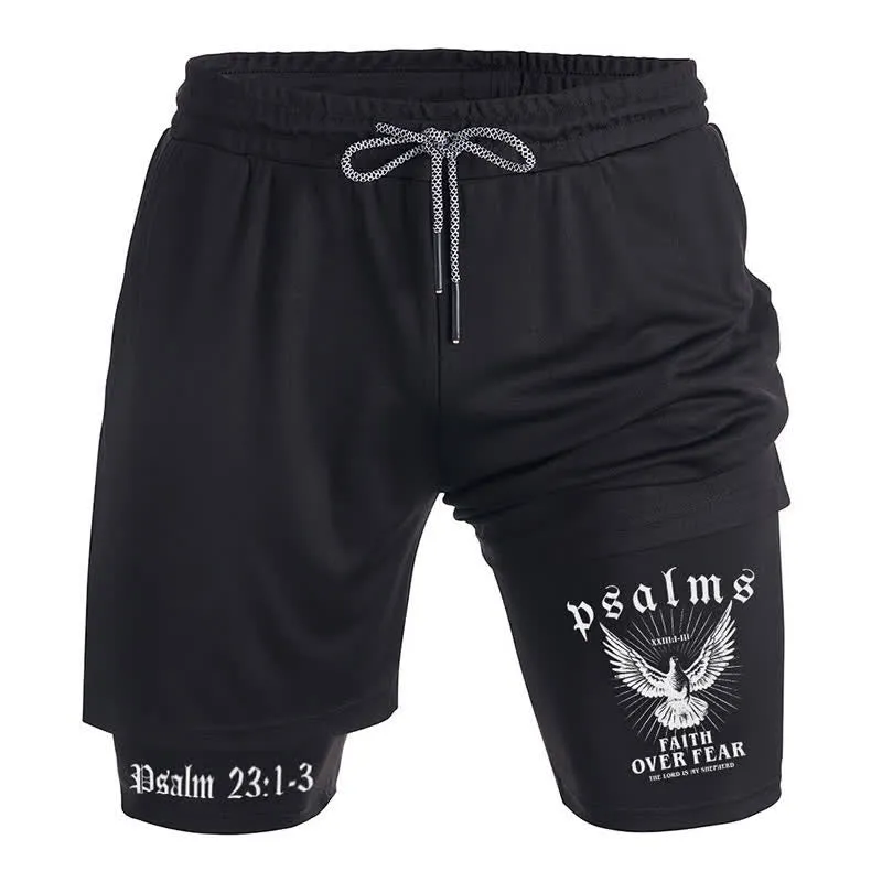 Christianartworkshop Faith Over Fear Black Inspirational Shorts sold by Christian Art Workshop product image thumbnail 2
