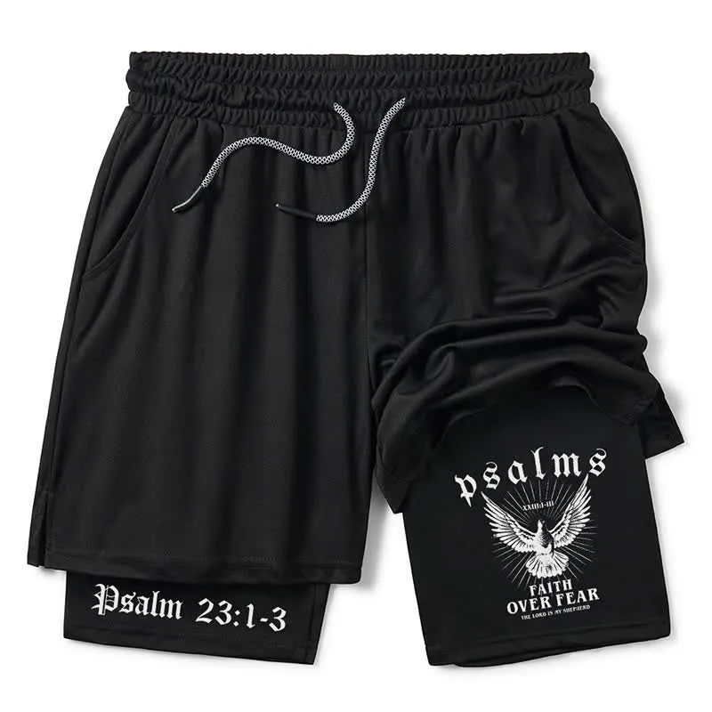 Christianartworkshop Faith Over Fear Black Inspirational Shorts sold by Christian Art Workshop