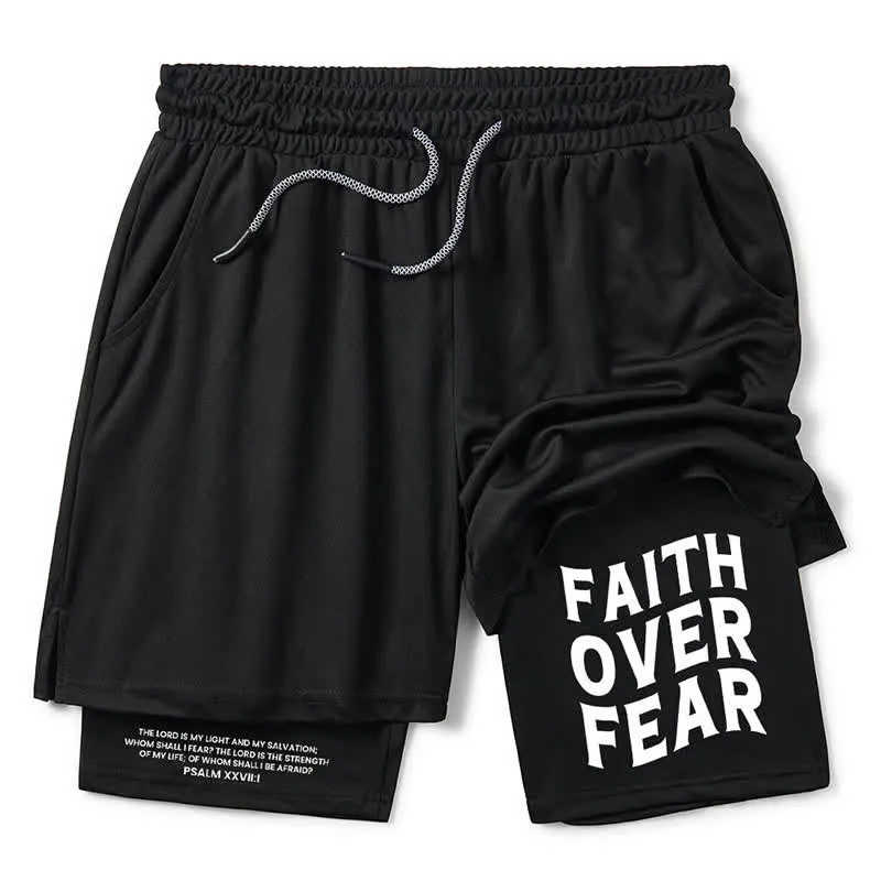 Christianartworkshop Faith Over Fear Christian Performance Shorts sold by Christian Art Workshop