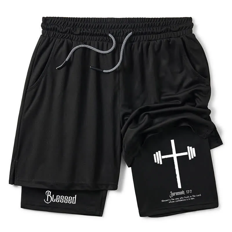 Christianartworkshop Relaxed Black Faith Cross Shorts sold by Christian Art Workshop