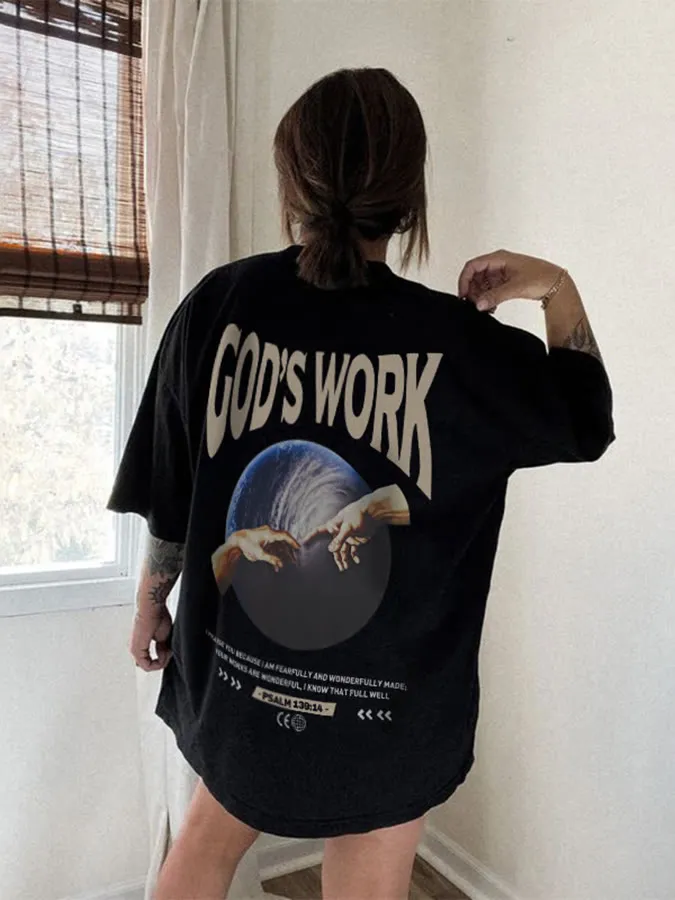 Christianartworkshop God's work.Psalm 139:14 Unisex Cotton T-Shirt sold by Christian Art Workshop product image thumbnail 4