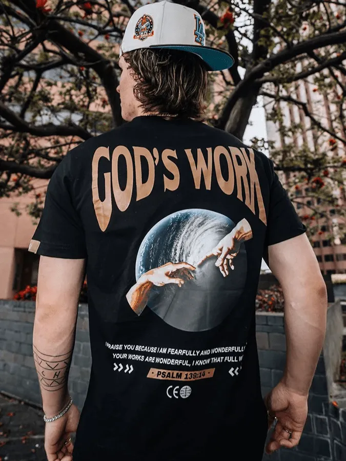 Christianartworkshop God's work.Psalm 139:14 Unisex Cotton T-Shirt sold by Christian Art Workshop product image thumbnail 2