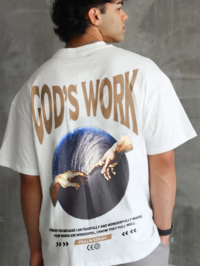 Christianartworkshop God's work.Psalm 139:14 Unisex Cotton T-Shirt sold by Christian Art Workshop product image thumbnail 5