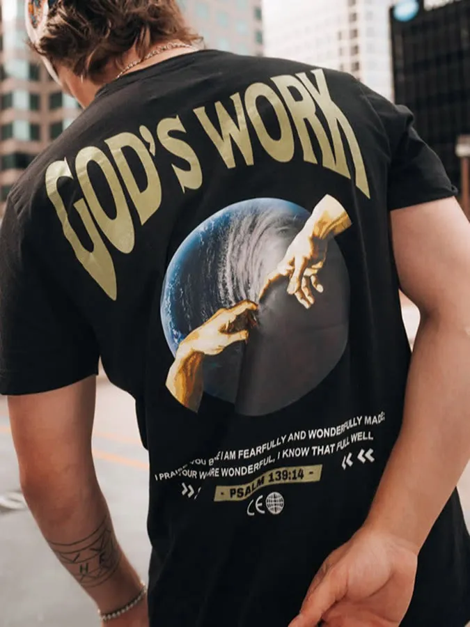 Christianartworkshop God's work.Psalm 139:14 Unisex Cotton T-Shirt sold by Christian Art Workshop product image thumbnail 3