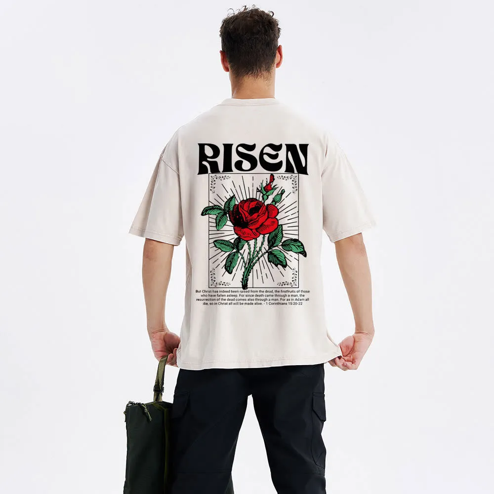 Christianartworkshop Risen Christian Washed T-Shirt sold by Christian Art Workshop product image thumbnail 2