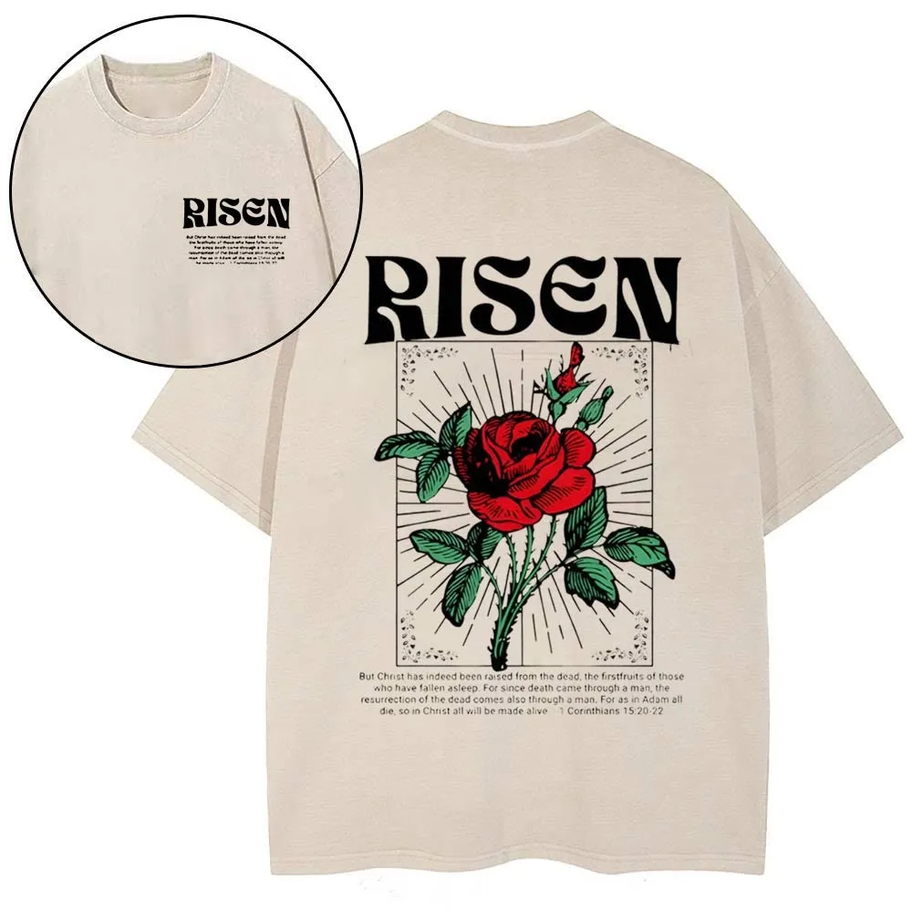 Christianartworkshop Risen Christian Washed T-Shirt sold by Christian Art Workshop