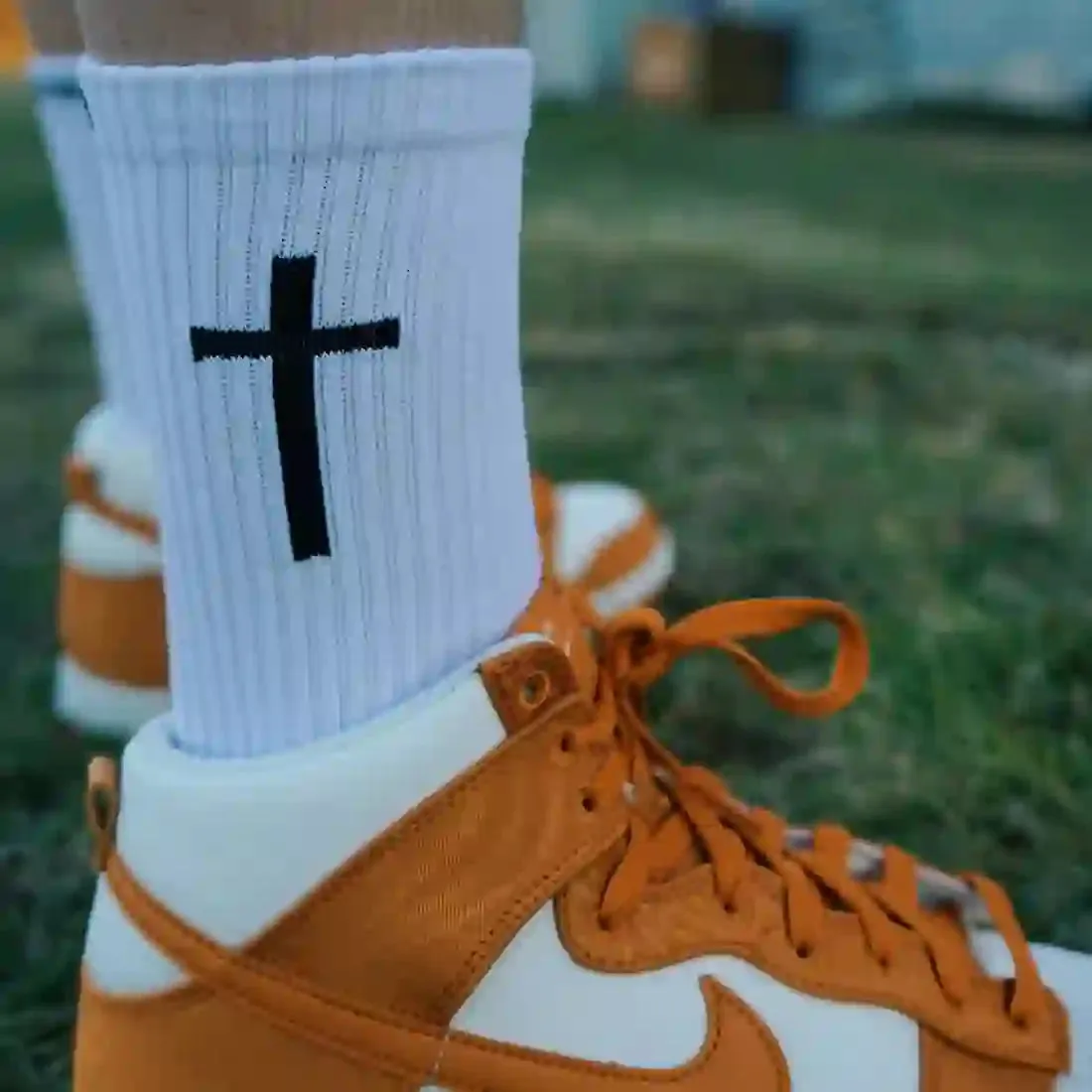 Christianartworkshop Christian Faith Cotton Socks — Grace in Every Step sold by Christian Art Workshop