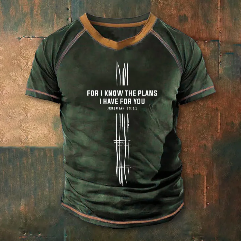 Christianartworkshop Men's Vintage Faith-Boosting Jeremiah 29:11 Quote Design Printed Short Sleeve T-Shirt sold by Christian Art Workshop