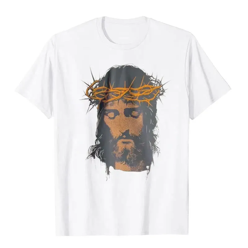 Christianartworkshop Jesus Face and Crown of Thorns Graphic T-Shirt sold by Christian Art Workshop