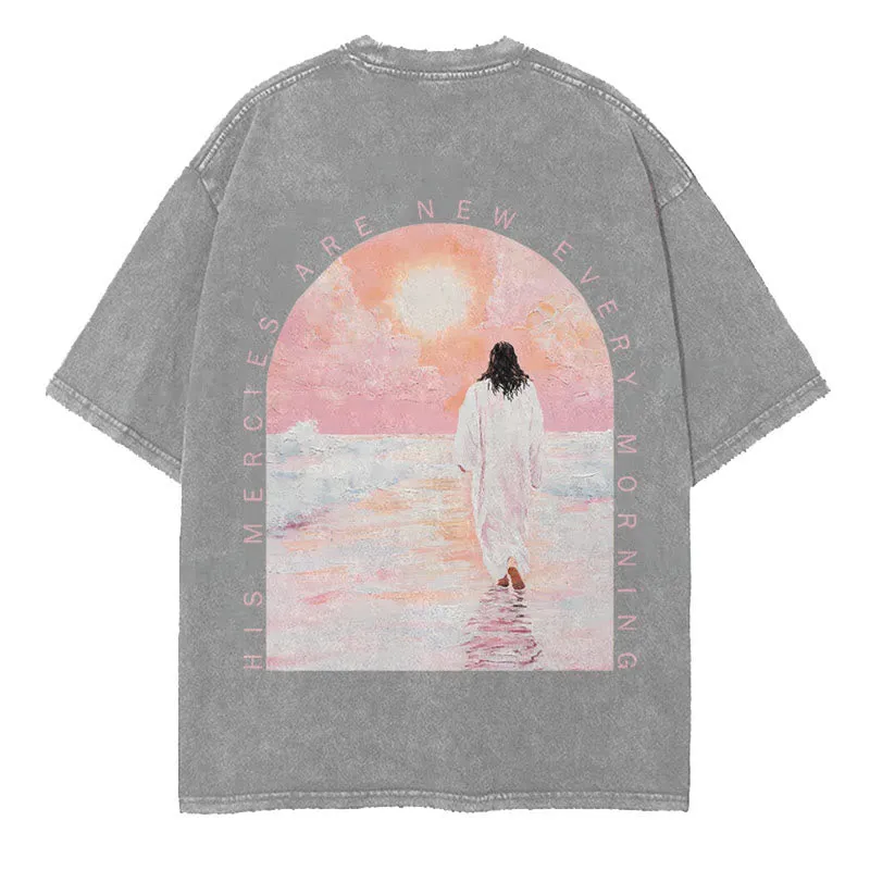 Christianartworkshop His Mercies Are New Double Sided Unisex Washed Christian T-Shirt sold by Christian Art Workshop product image thumbnail 4