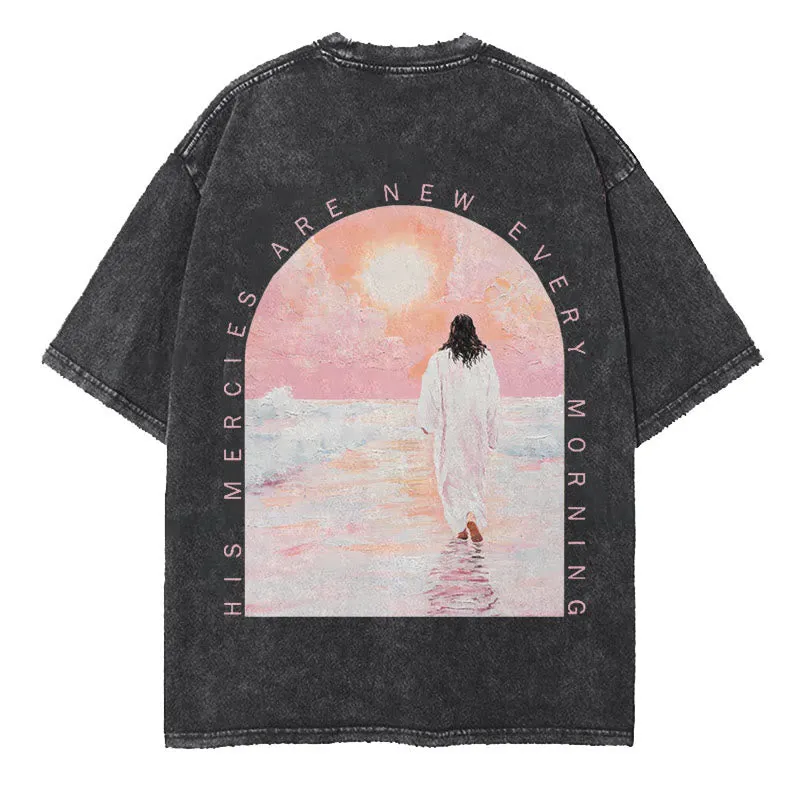 Christianartworkshop His Mercies Are New Double Sided Unisex Washed Christian T-Shirt sold by Christian Art Workshop product image thumbnail 2