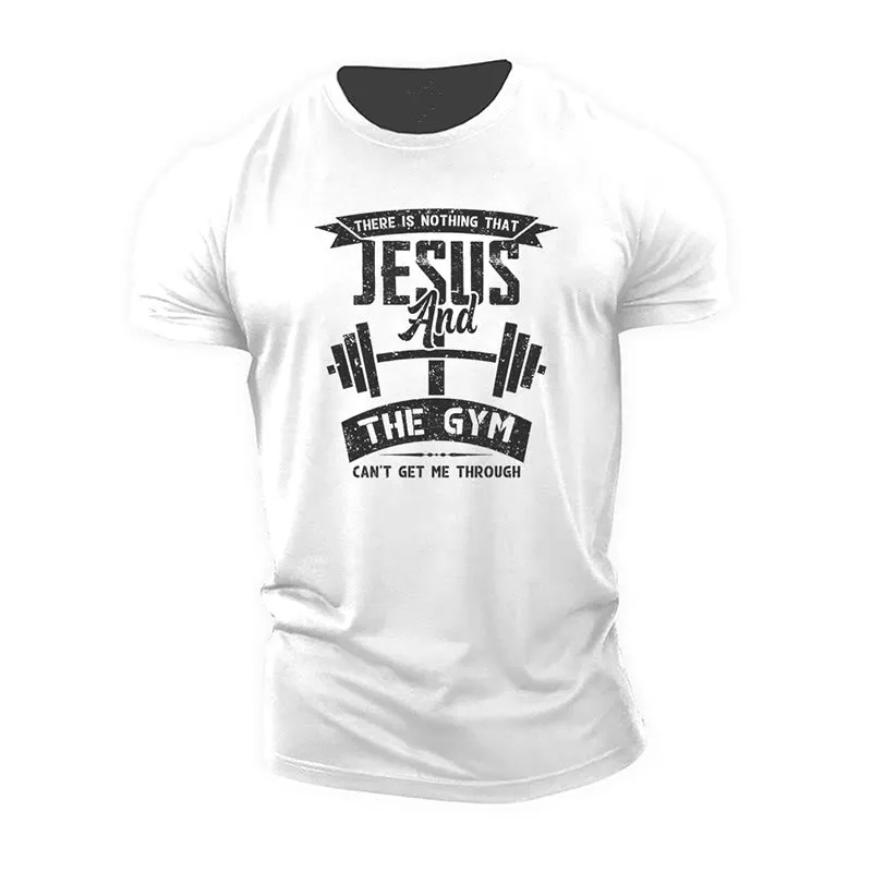 Christianartworkshop Jesus And The Gym Inspirational T-Shirt sold by Christian Art Workshop product image thumbnail 3