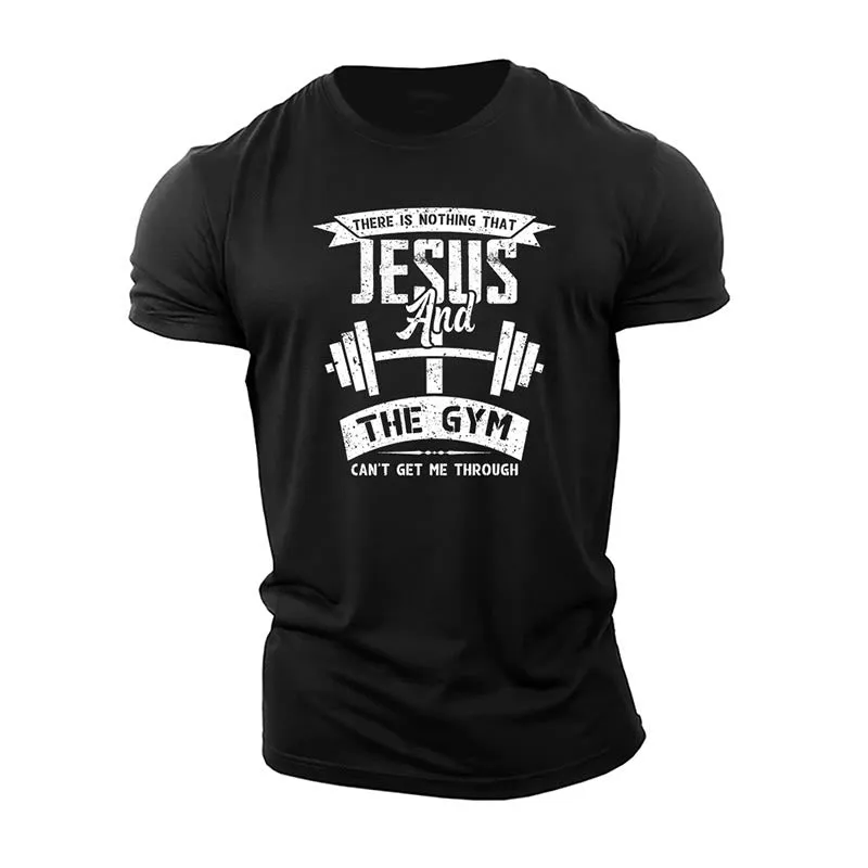 Christianartworkshop Jesus And The Gym Inspirational T-Shirt sold by Christian Art Workshop product image thumbnail 2