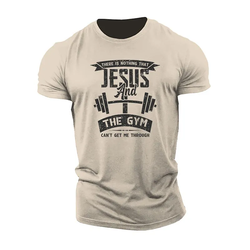 Christianartworkshop Jesus And The Gym Inspirational T-Shirt sold by Christian Art Workshop product image thumbnail 4
