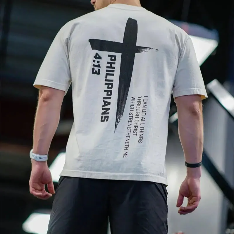 Christianartworkshop Philippians 4:13 Strength Cross T-Shirt sold by Christian Art Workshop product image thumbnail 5