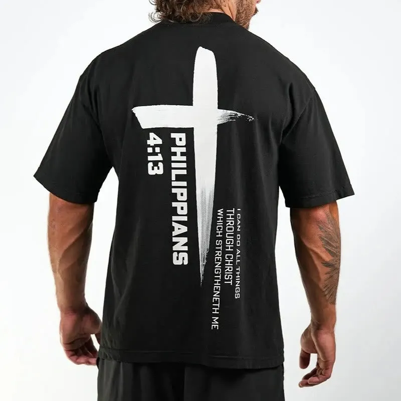 Christianartworkshop Philippians 4:13 Strength Cross T-Shirt sold by Christian Art Workshop product image thumbnail 3