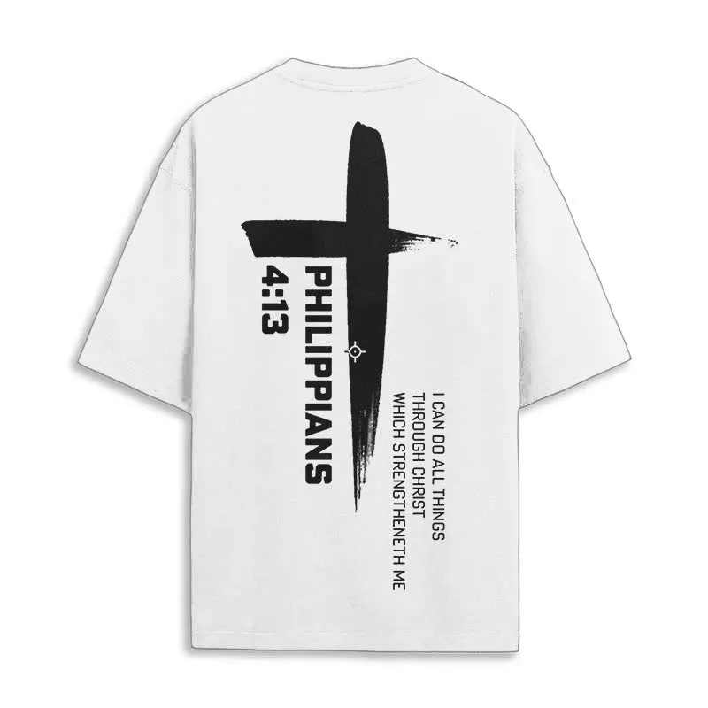 Christianartworkshop Philippians 4:13 Strength Cross T-Shirt sold by Christian Art Workshop product image thumbnail 4
