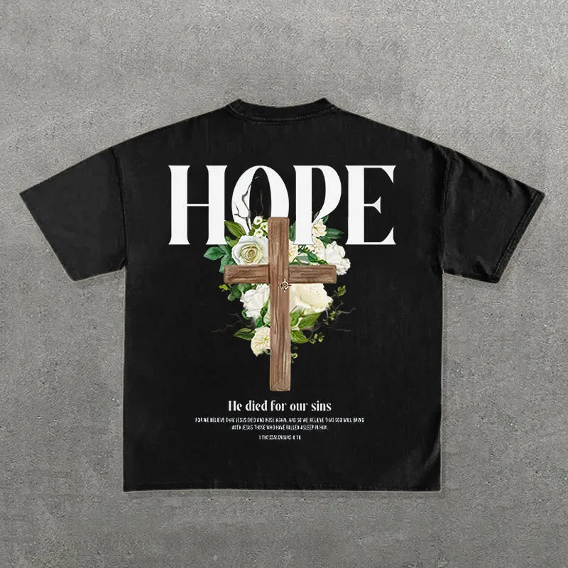 Christianartworkshop Hope Cross Print T-Shirt sold by Christian Art Workshop