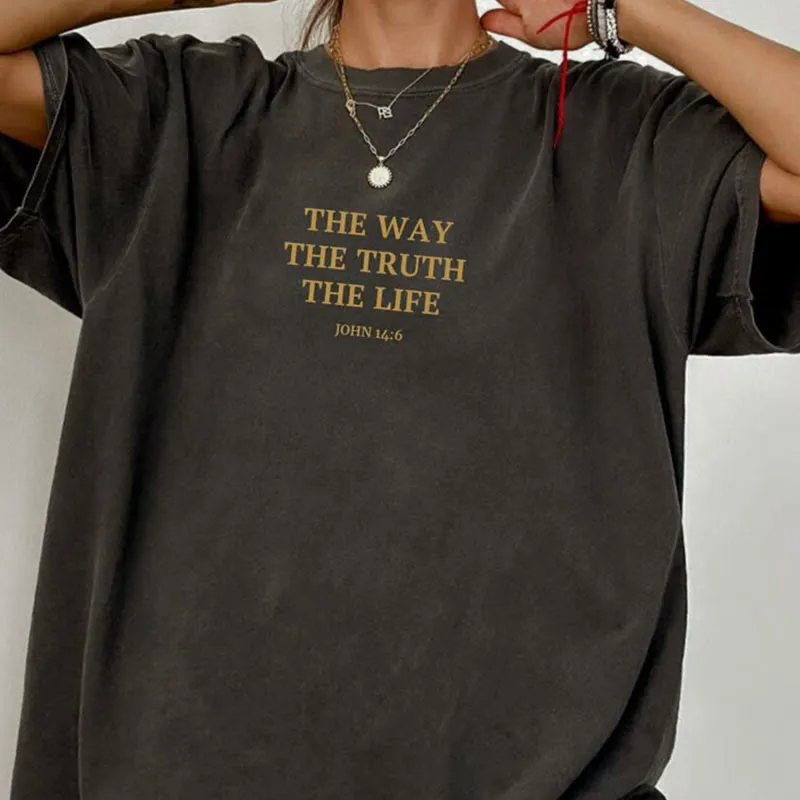 Christianartworkshop Jesus is The Way The Truth The Life - John 14:6 Washed T-Shirt sold by Christian Art Workshop