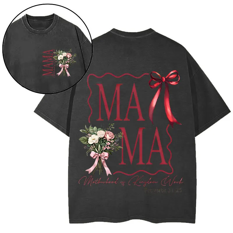 Christianartworkshop "MAMA" Flower Washed T-Shirt sold by Christian Art Workshop product image thumbnail 5