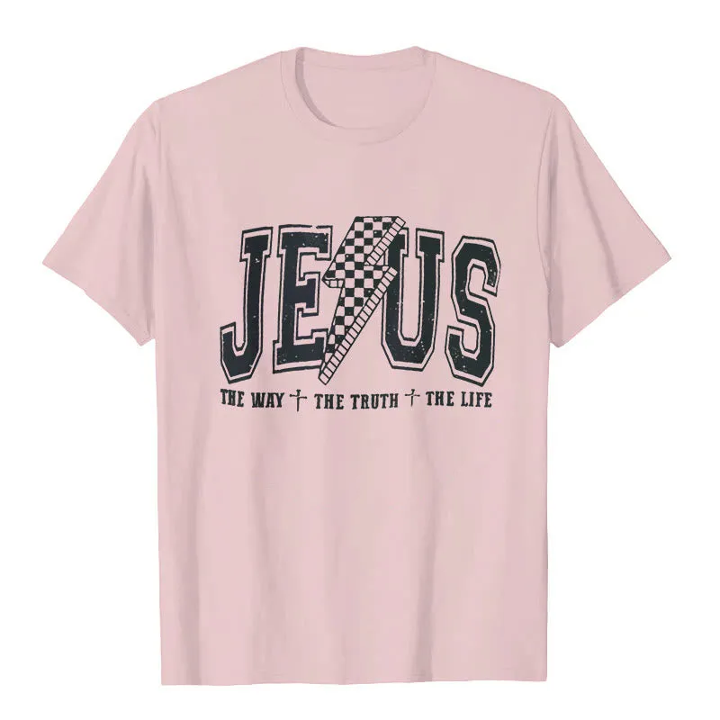 Christianartworkshop "JESUS THE WAY + THE TRUTH + THE LIFE" T-shirt sold by Christian Art Workshop product image thumbnail 5