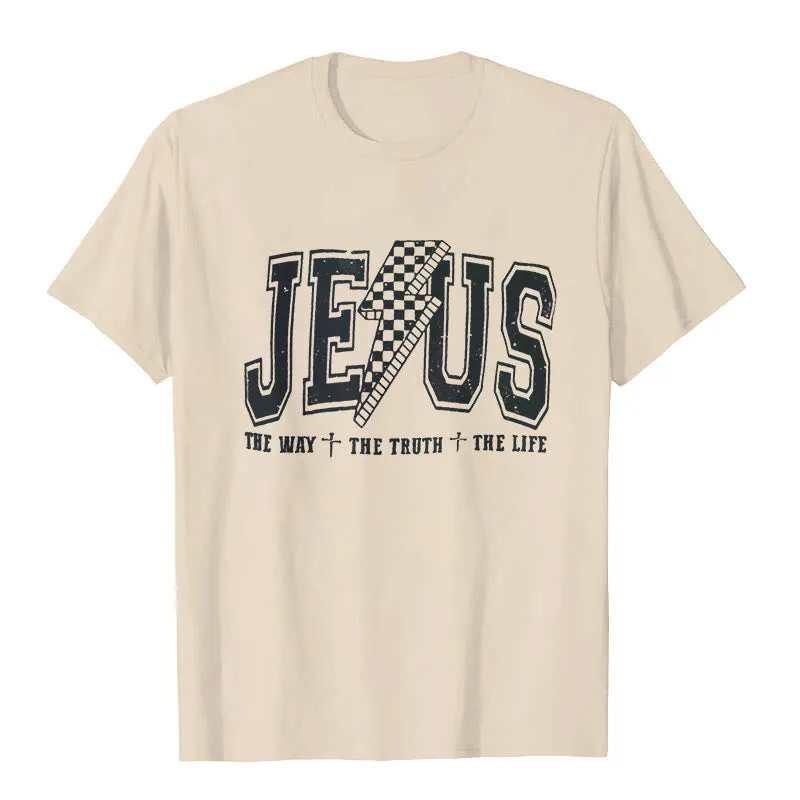 Christianartworkshop "JESUS THE WAY + THE TRUTH + THE LIFE" T-shirt sold by Christian Art Workshop product image thumbnail 3