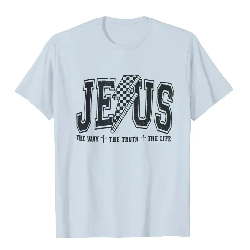 Christianartworkshop "JESUS THE WAY + THE TRUTH + THE LIFE" T-shirt sold by Christian Art Workshop product image thumbnail 4