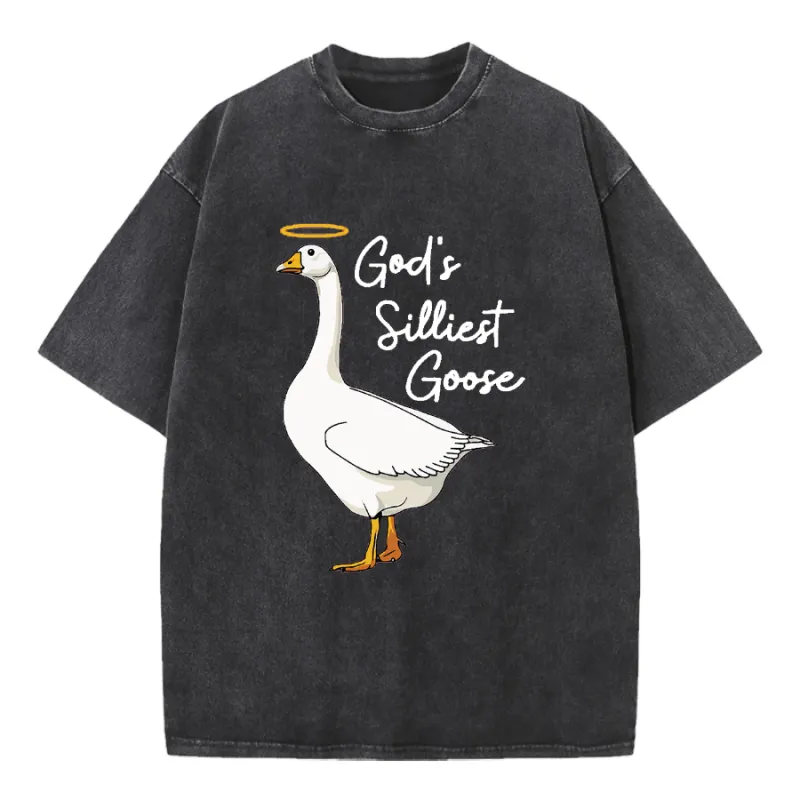 Christianartworkshop God's Silliest Goose Washed T-Shirt sold by Christian Art Workshop