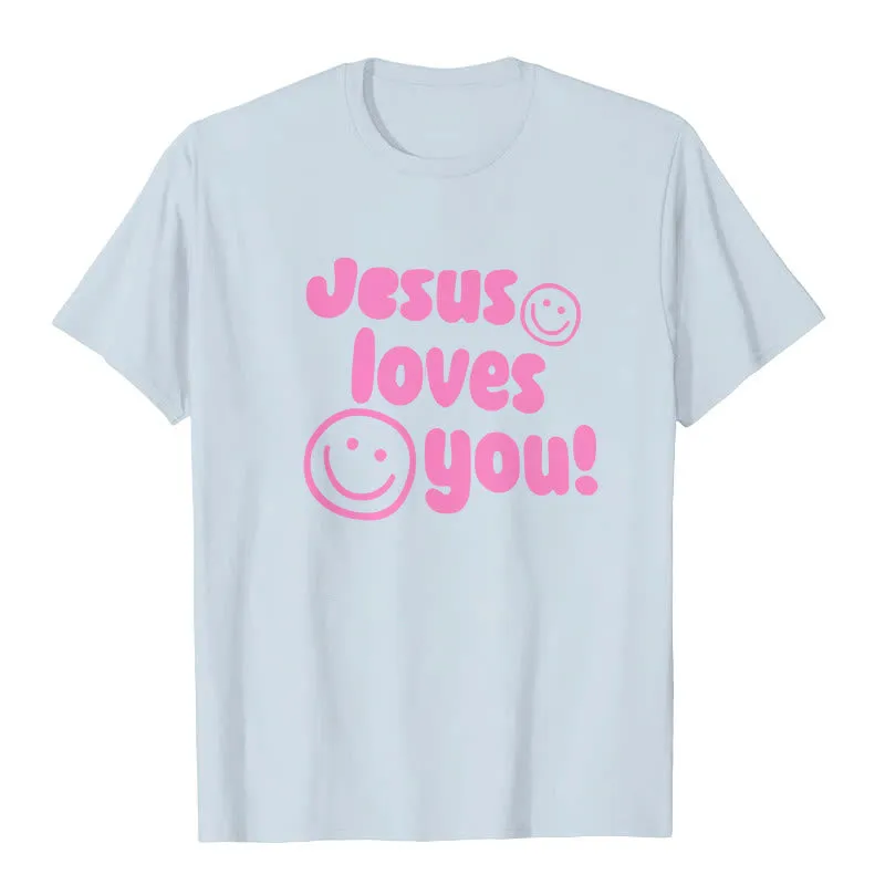 Christianartworkshop Jesus Loves You T-shirt sold by Christian Art Workshop product image thumbnail 4