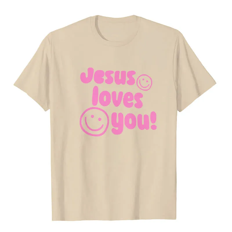 Christianartworkshop Jesus Loves You T-shirt sold by Christian Art Workshop product image thumbnail 3