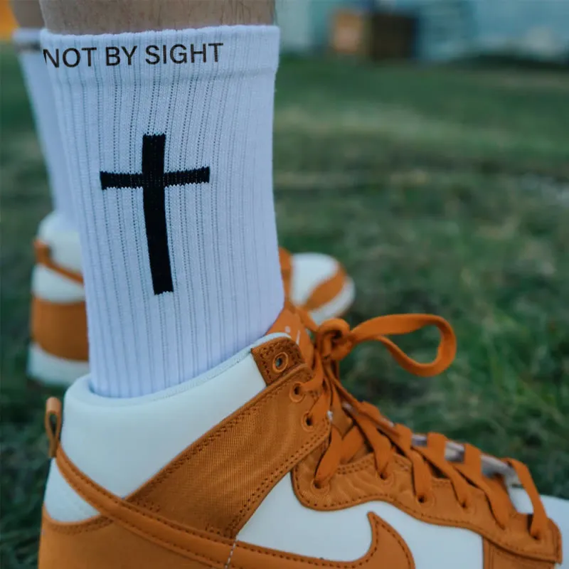 Christianartworkshop Christian Faith Cotton Socks — WALK BY FAITH, NOT BY SIGHT sold by Christian Art Workshop product image thumbnail 3