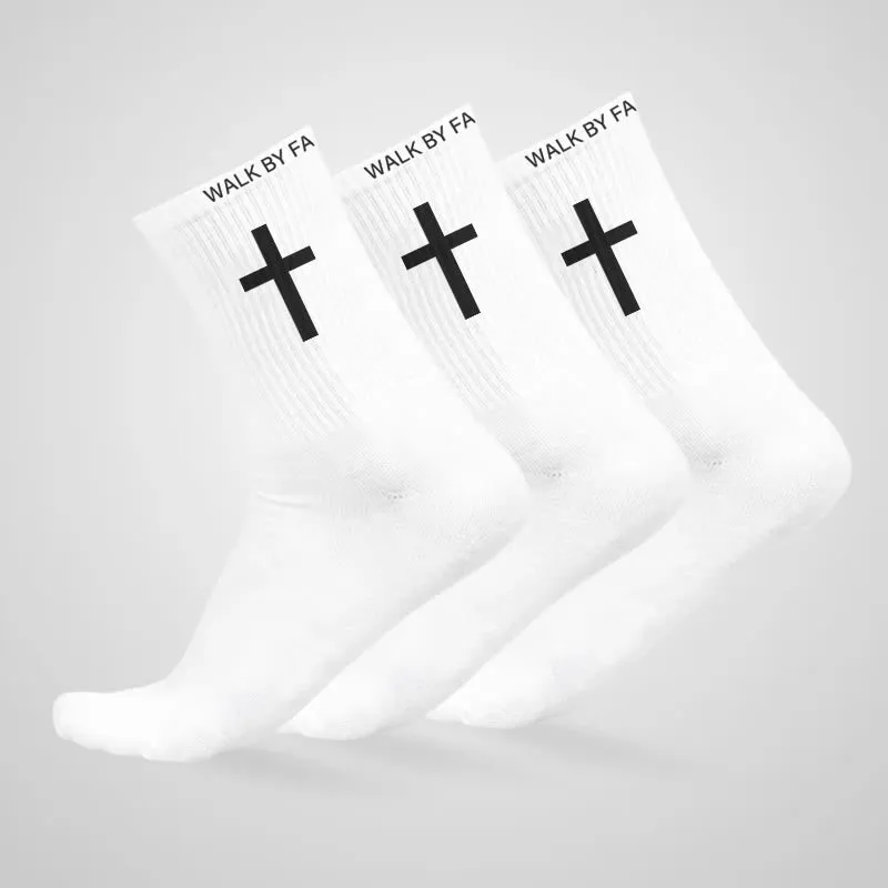 Christianartworkshop Christian Faith Cotton Socks — WALK BY FAITH, NOT BY SIGHT sold by Christian Art Workshop