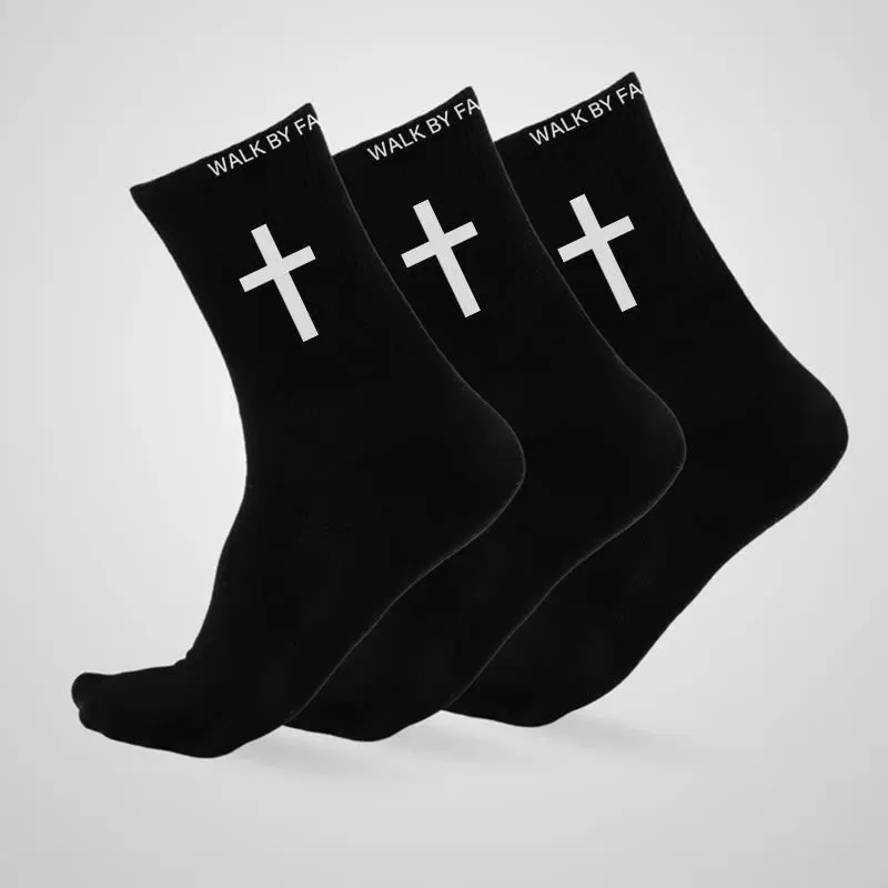 Christianartworkshop Christian Faith Cotton Socks — WALK BY FAITH, NOT BY SIGHT sold by Christian Art Workshop product image thumbnail 4