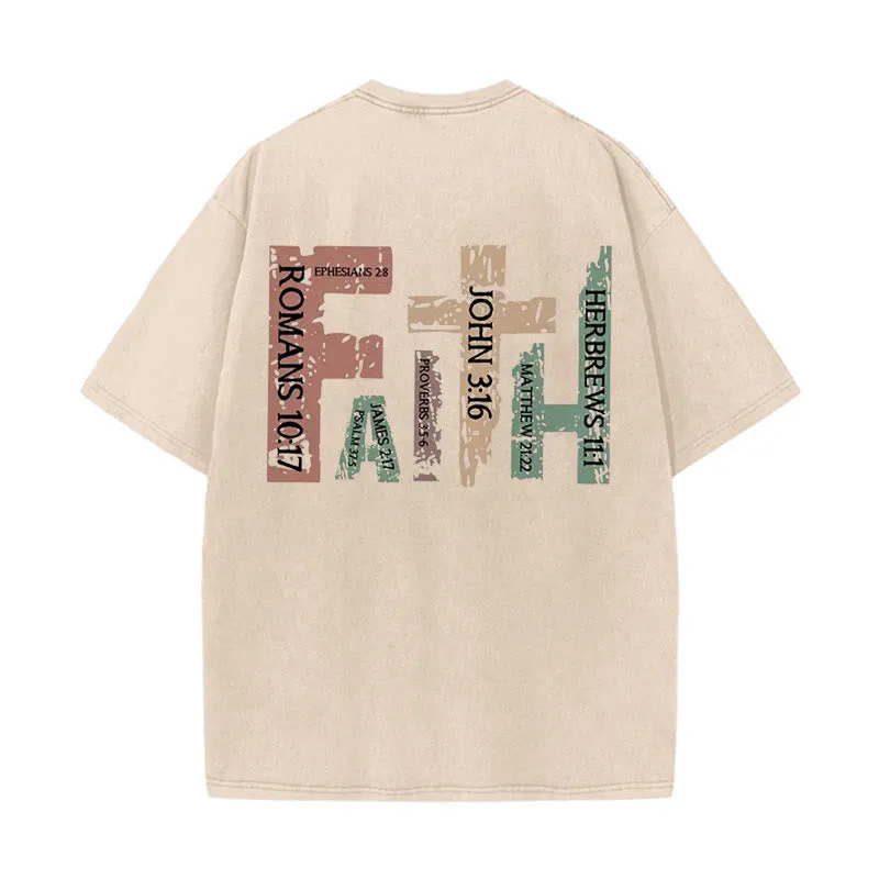 Christianartworkshop Faith - Inspired Bible Verses Unisex Washed T-Shirt sold by Christian Art Workshop