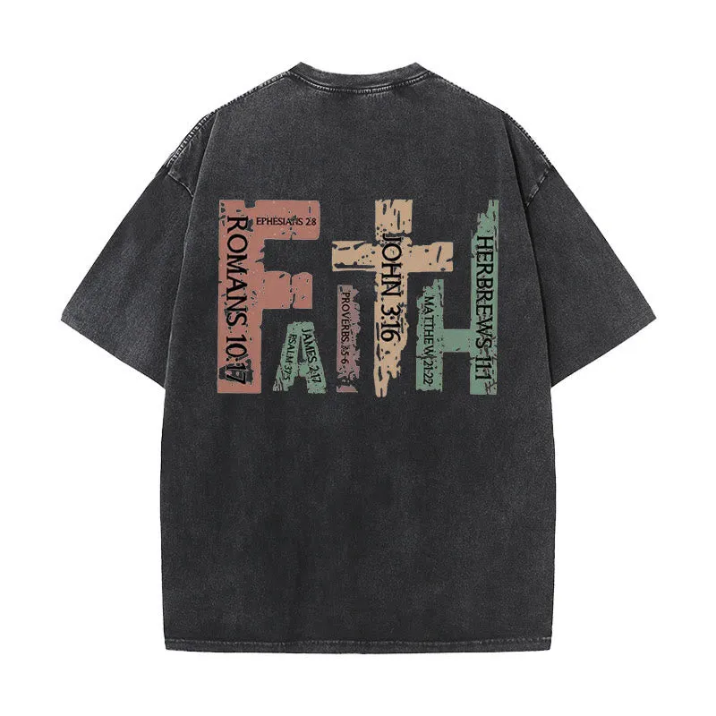 Christianartworkshop Faith - Inspired Bible Verses Unisex Washed T-Shirt sold by Christian Art Workshop product image thumbnail 4