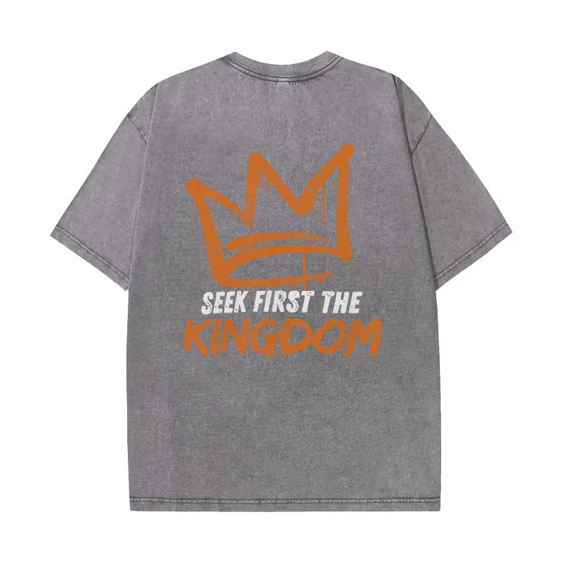 Christianartworkshop Seek First The Kingdom Christian Unisex Washed T-Shirt sold by Christian Art Workshop product image thumbnail 5