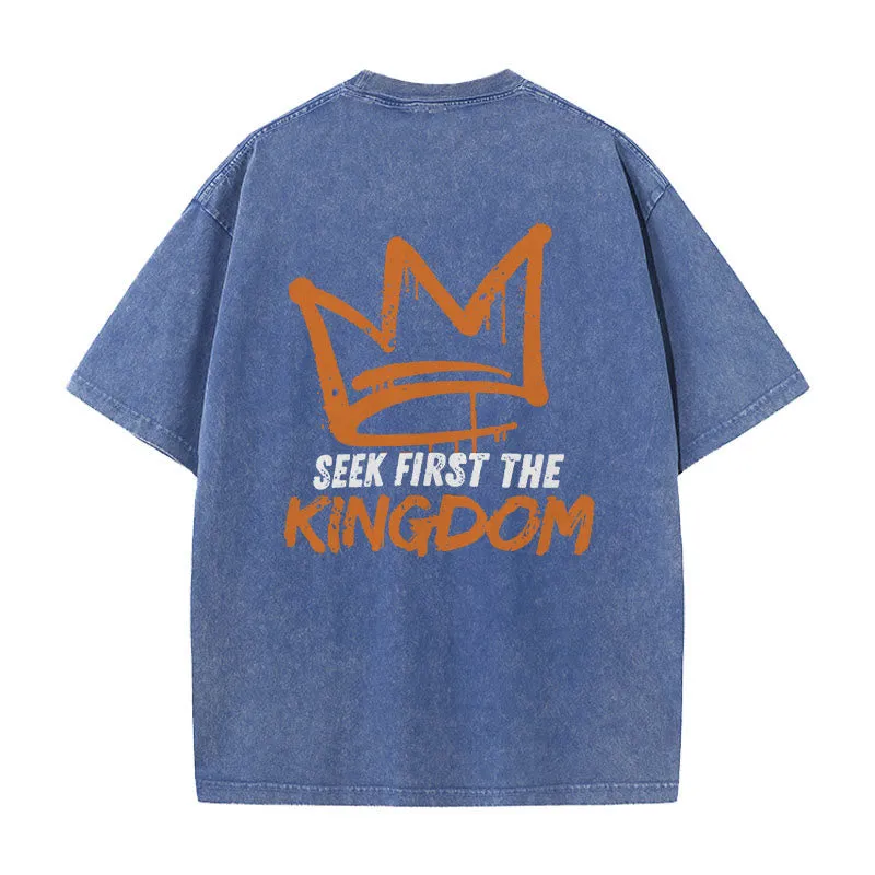 Christianartworkshop Seek First The Kingdom Christian Unisex Washed T-Shirt sold by Christian Art Workshop product image thumbnail 3
