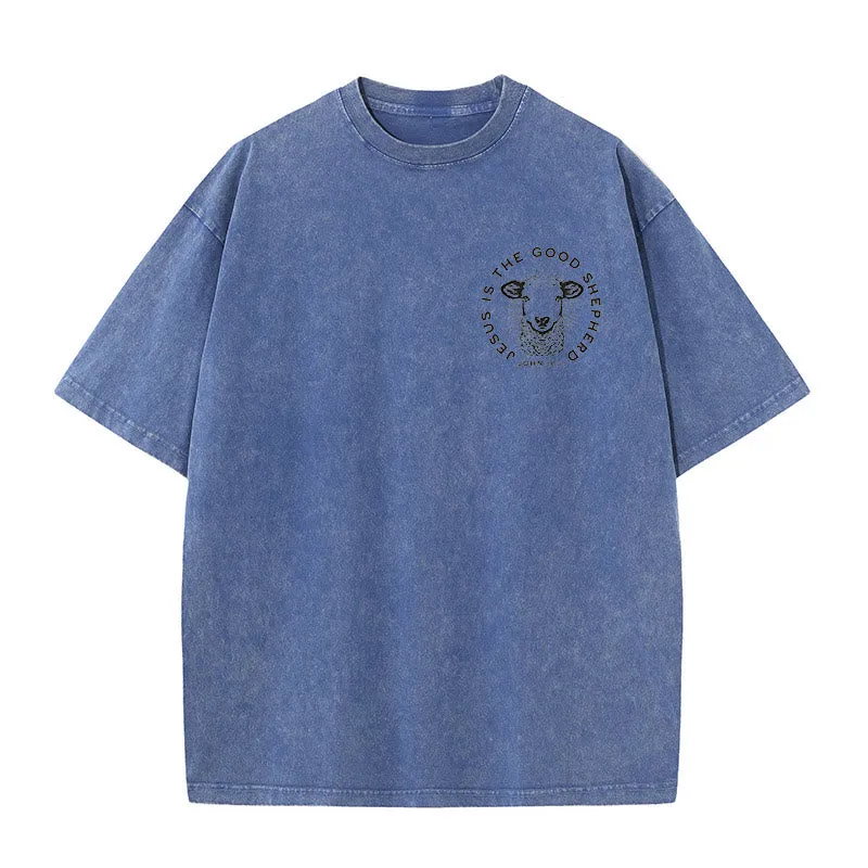 Christianartworkshop "He Left The 99 To Rescue Me" Unisex Washed T-Shirt sold by Christian Art Workshop product image thumbnail 4