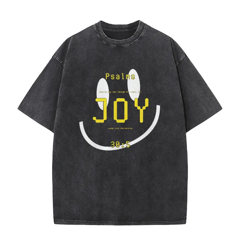 Christianartworkshop Joy Psalm 30:5 Unisex Washed T-Shirt sold by Christian Art Workshop