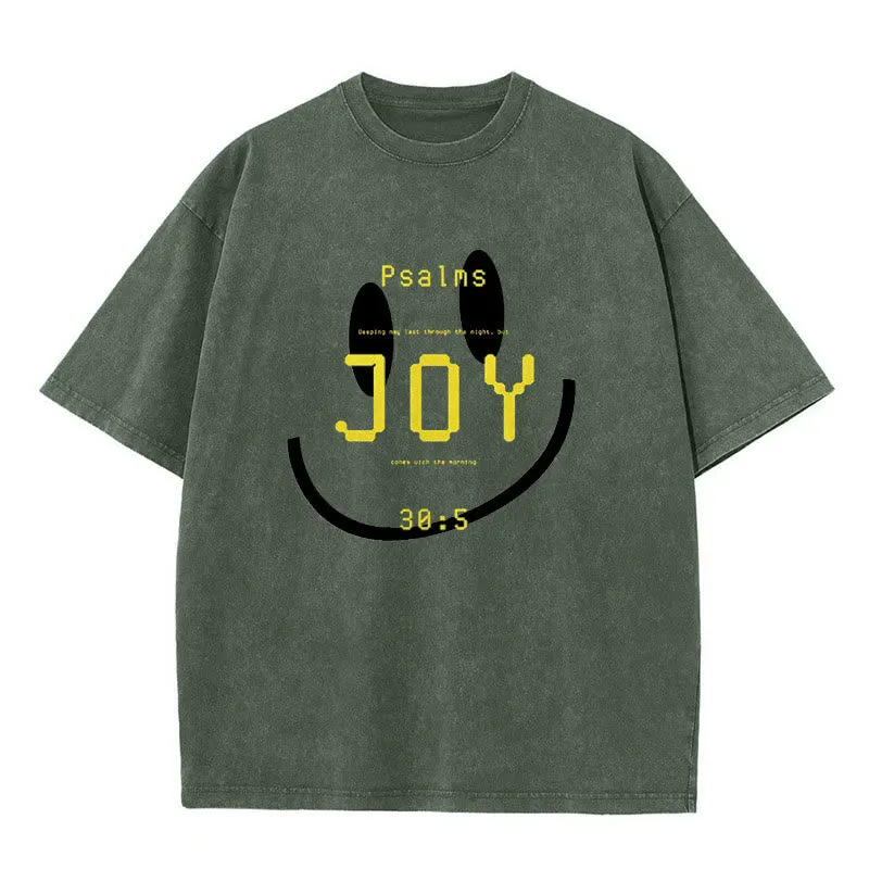 Christianartworkshop Joy Psalm 30:5 Unisex Washed T-Shirt sold by Christian Art Workshop product image thumbnail 4