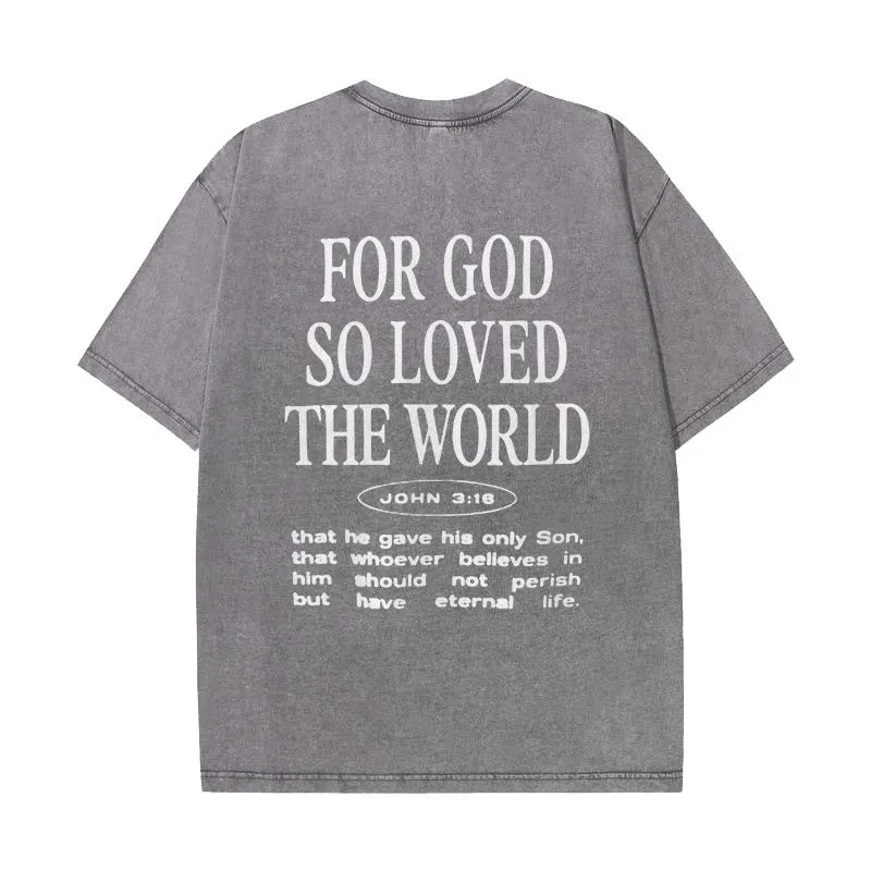 Christianartworkshop "For God So Loved the World" Unisex Washed T-Shirt sold by Christian Art Workshop product image thumbnail 5