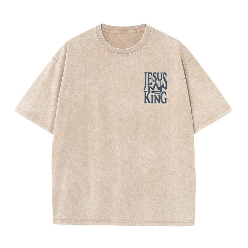 Christianartworkshop Jesus is King Statement Unisex Washed T-Shirt sold by Christian Art Workshop product image thumbnail 5