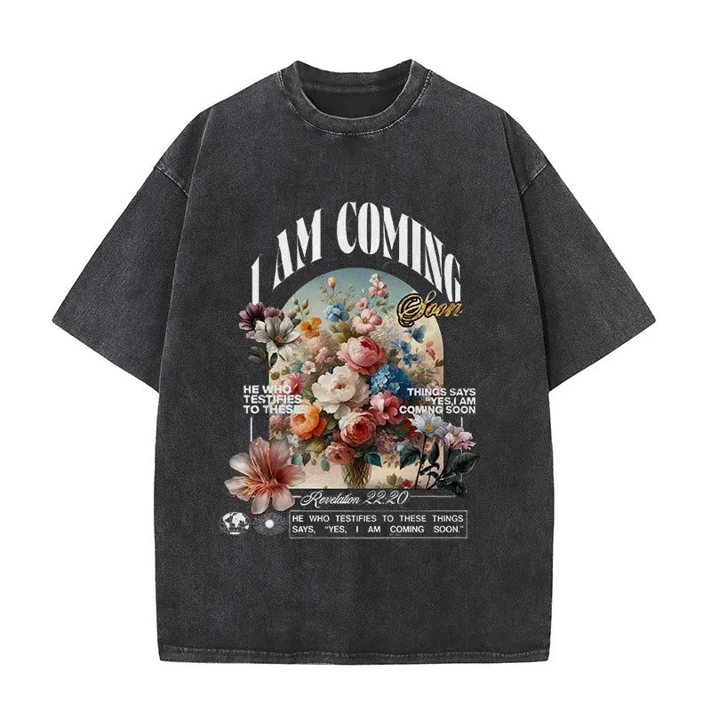Christianartworkshop I Am Coming Soon Unisex Washed T-Shirt sold by Christian Art Workshop