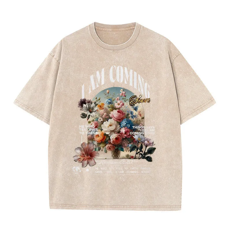 Christianartworkshop I Am Coming Soon Unisex Washed T-Shirt sold by Christian Art Workshop product image thumbnail 5