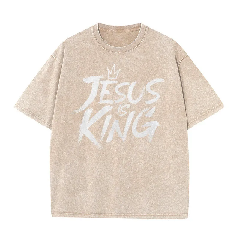 Christianartworkshop Jesus Is King Unisex Washed T-Shirt sold by Christian Art Workshop product image thumbnail 5